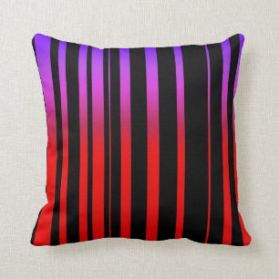 Bright Red Purple and Black Stripes Cushion