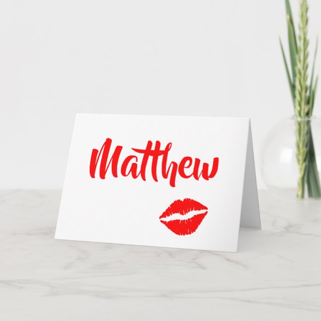 Bright Red Romantic Lips Card (Front)