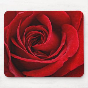 Bright Red Rose Close Up Mouse Mat