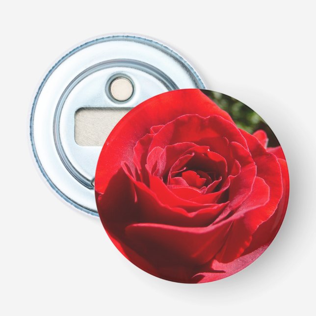 Bright Red Rose Flower Beautiful Floral Bottle Opener (Front)