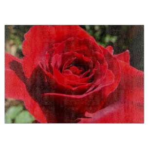 Bright Red Rose Flower Beautiful Floral Cutting Board