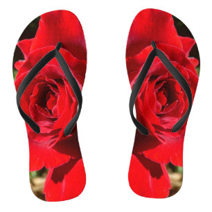 Bright Red Rose Flower Beautiful Floral Flip Flops