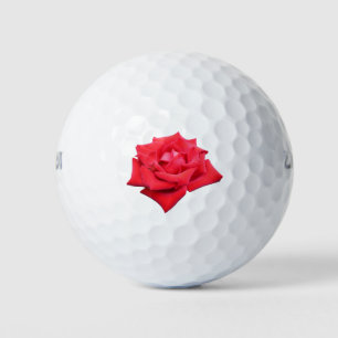 Bright Red Rose Flower Beautiful Floral Golf Balls