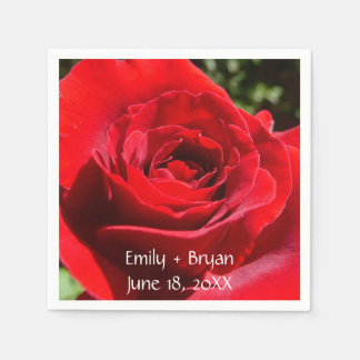 Bright Red Rose Flower Beautiful Floral Napkin