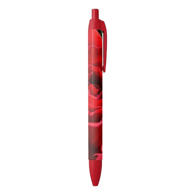 Bright Red Rose Flower Beautiful Floral Red Ink Pen (Bottom (Vertical))