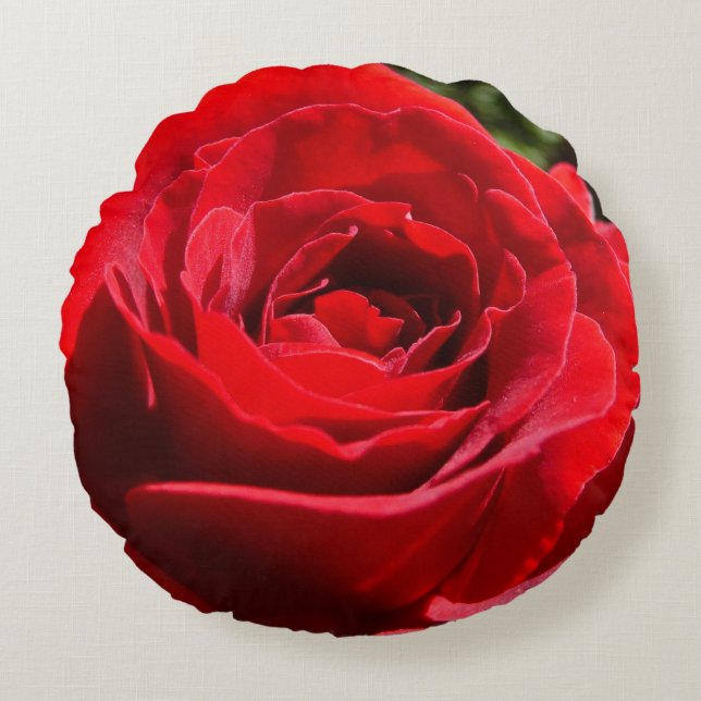 Bright Red Rose Flower Beautiful Floral Round Cushion (Front)