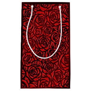 Bright Red Rose Pattern Small Gift Bag