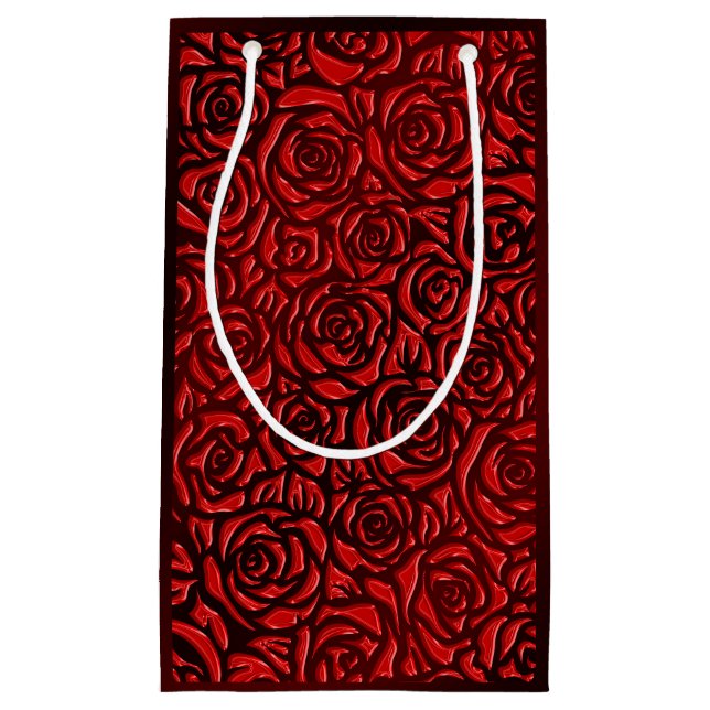 Bright Red Rose Pattern Small Gift Bag (Front)