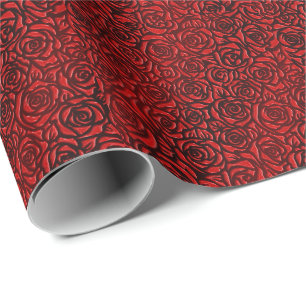 Bright Red Rose Pattern Wrapping Paper