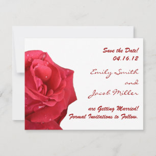 Bright Red Rose Save the Date Cards