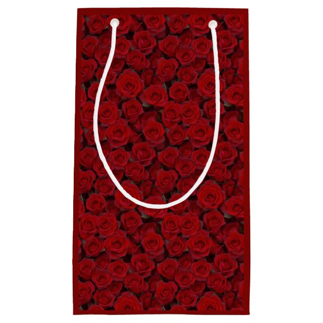 Bright Red Roses Small Gift Bag (Front)