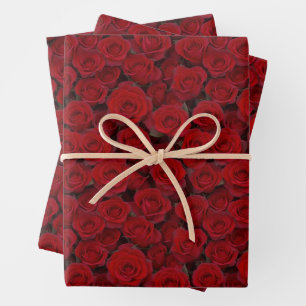 Bright Red Roses Wrapping Paper Sheet