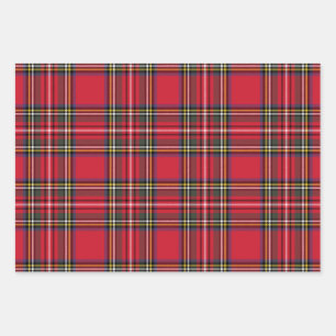 Bright Red Scottish Christmas Plaid Tartan Wrapping Paper Sheet