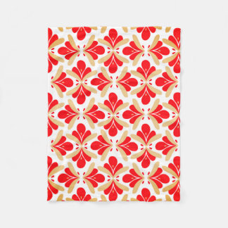 Bright Red Seamless Flower Fleece Blanket