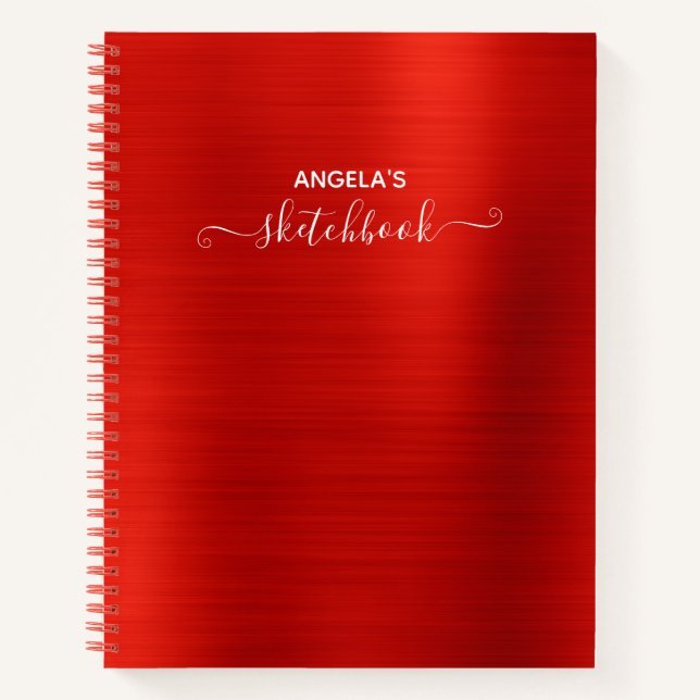 Bright Red Shimmer Ombre Foil Sketch Notebook (Front)