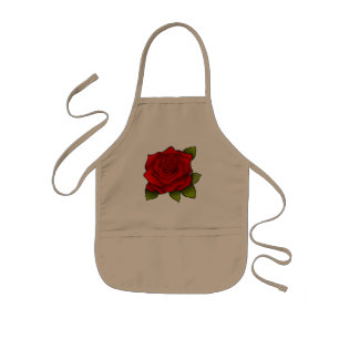 Bright Red Single Rose Kids Apron