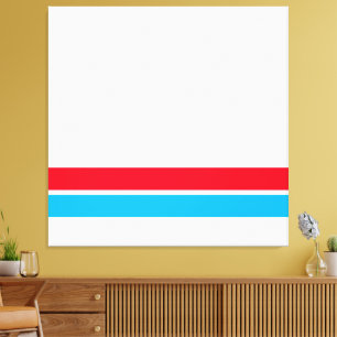 Bright Red Sky Blue Bottom Racing Stripes On White Canvas Print