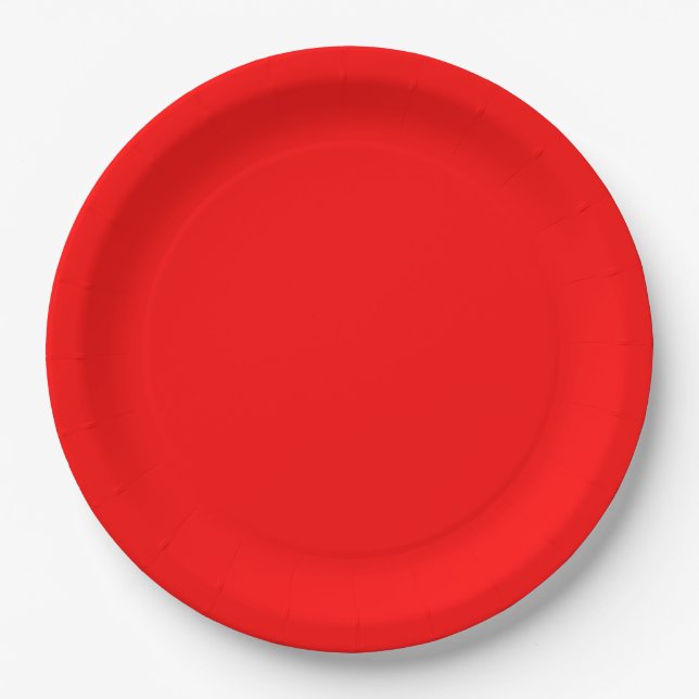 Bright Red Solid Colour Paper Plate (Front)