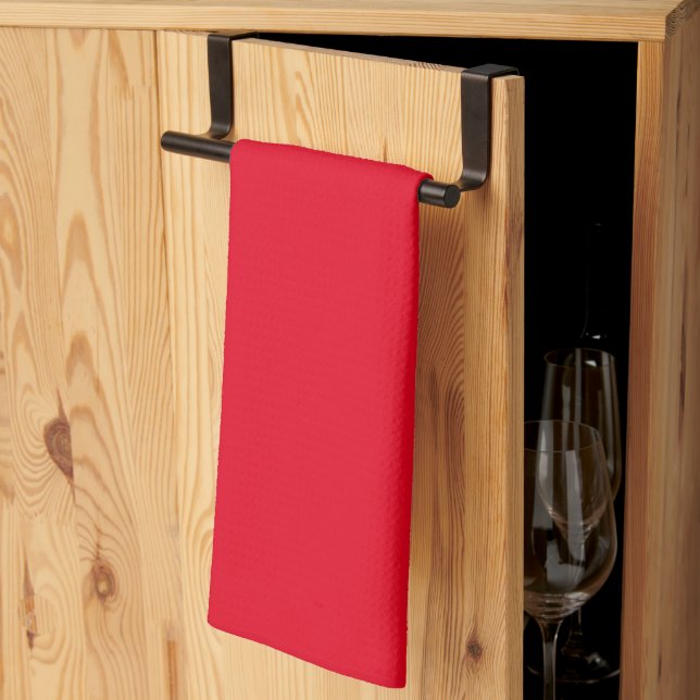 Bright red solid colour tea towel (Thirds Fold)