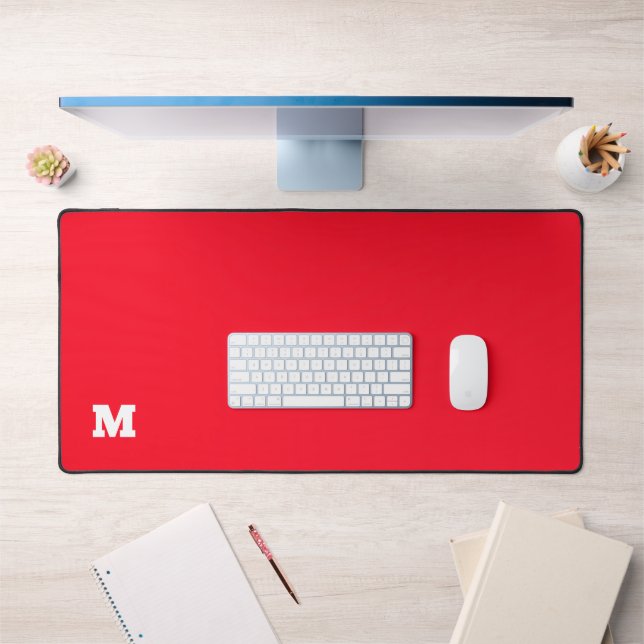 Bright red solid plain desk mat (Office 1)