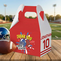 Bright Red Sports Football NFL Thank You Birthday