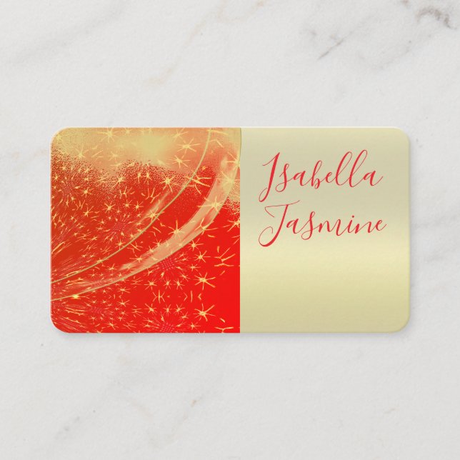 Bright Red, Stars, Wedding, Business card (Front)