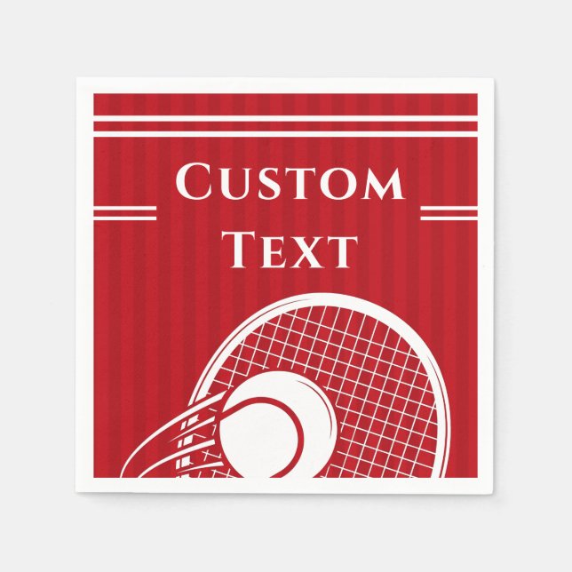 Bright Red Striped Tennis Player Coach Birthday    Napkin (Front)
