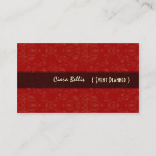 Bright Red Stylish damask, business cards