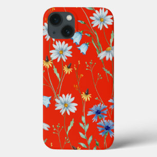 Bright Red Summer Floral iPhone 13 Case