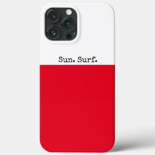 Bright Red Summer White Colour Block Sun Surf Text iPhone 13 Pro Max Case