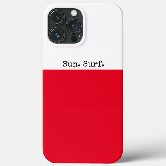 Bright Red Summer White Colour Block Sun Surf Text Case-Mate iPhone Case (Back)