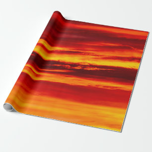Bright Red Sunset Wrapping Paper