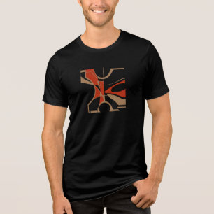 Bright Red Tan MCM Look Geometric Art Abstract Tri-Blend Shirt