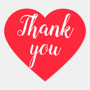 Bright red thank you simple minimalist heart sticker