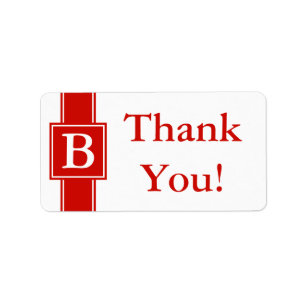 Bright Red Thank You Sticker or Wedding Gift Label