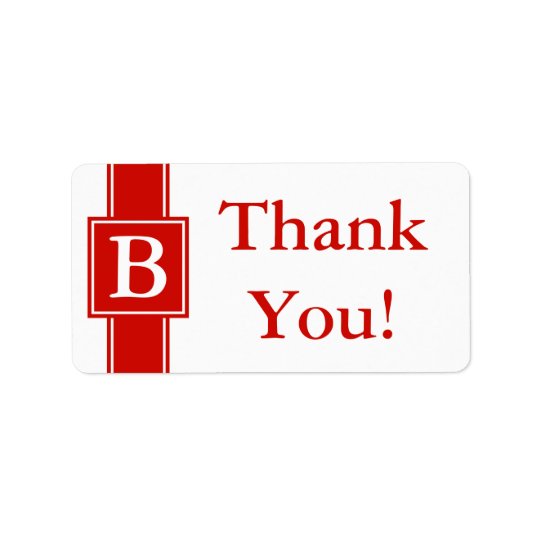 Bright Red Thank You Sticker or Wedding Gift Label Address Label