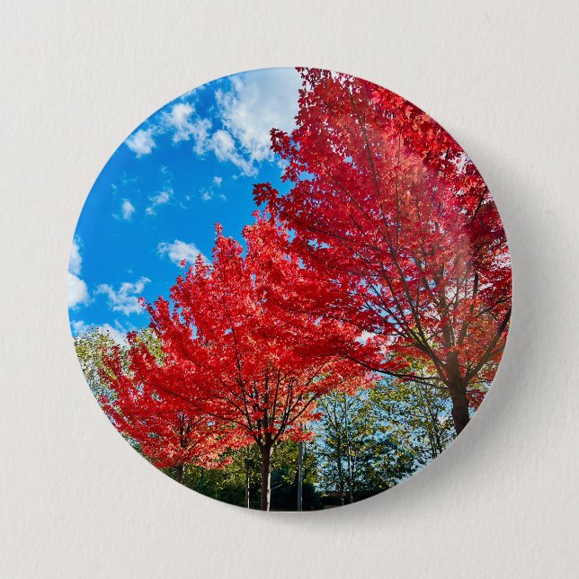 Bright Red Tree Leaves In Autumn 7.5 Cm Round Badge (Front)