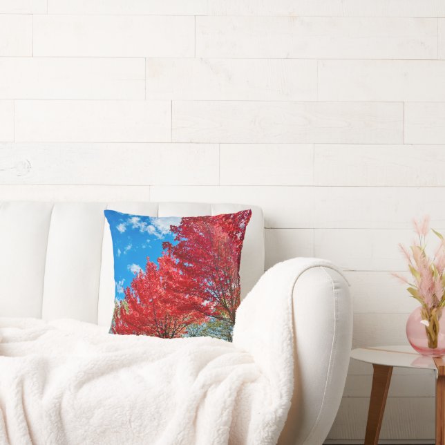 Bright Red Tree Leaves In Autumn Cushion (Couch)