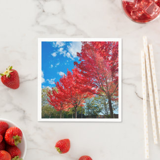Bright Red Tree Leaves In Autumn Napkin