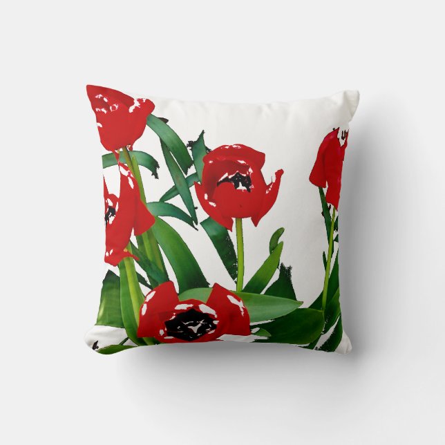 Bright red tulips cushion (Front)