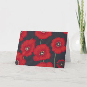 Bright Red Tulips on Black, Greeting Cards