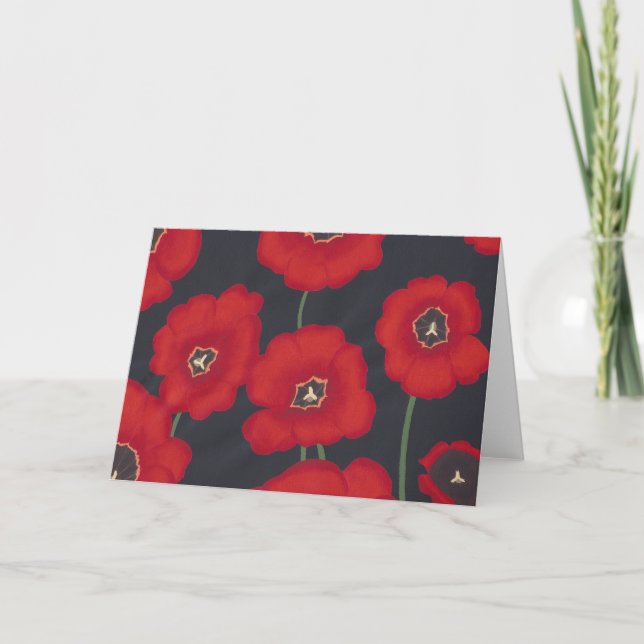 Bright Red Tulips on Black, Greeting Cards (Front)