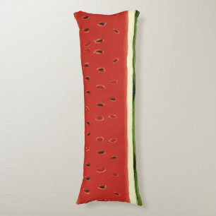 Bright Red Watercolor Watermelon Body Pillow