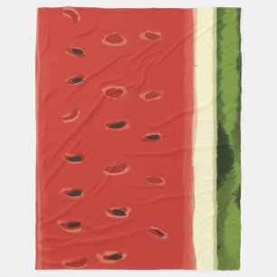 Bright Red Watercolor Watermelon Fleece Blanket