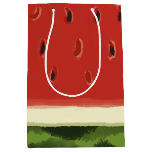 Bright Red Watercolor Watermelon Gift Bag