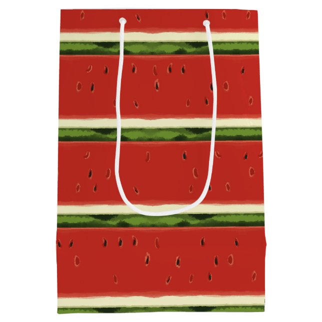 Bright Red Watercolor Watermelon Gift Bag (Back)
