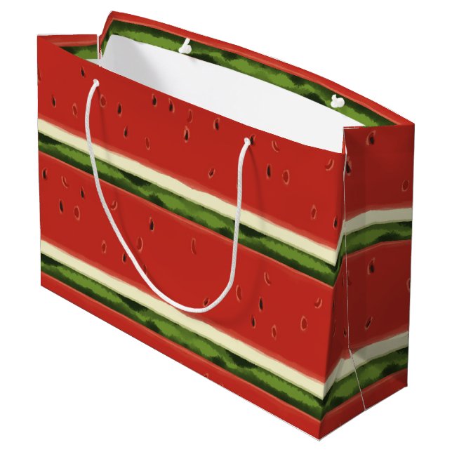 Bright Red Watercolor Watermelon Gift Bag (Back Angled)