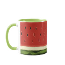 Bright Red Watercolor Watermelon Green Mug