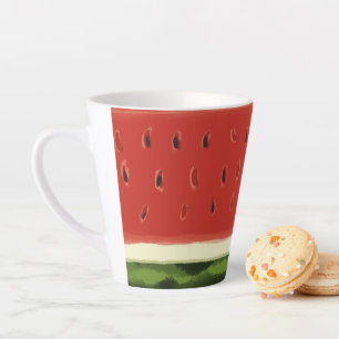 Bright Red Watercolor Watermelon Latte Mug