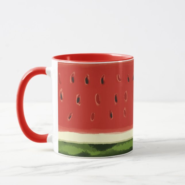 Bright Red Watercolor Watermelon Mug (Left)